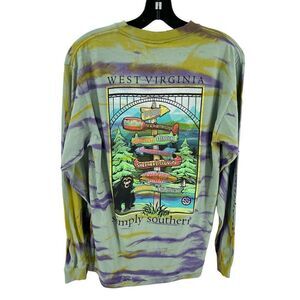 Simply Southern upcycled West Virginia Medium tie dye NEW NWT purple yellow stri